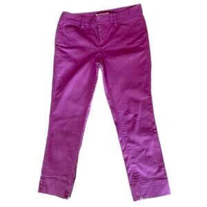 LOFT Ann Taylor Chino Cropped Pants side zippers Marissa Pink Bright Women’s 4